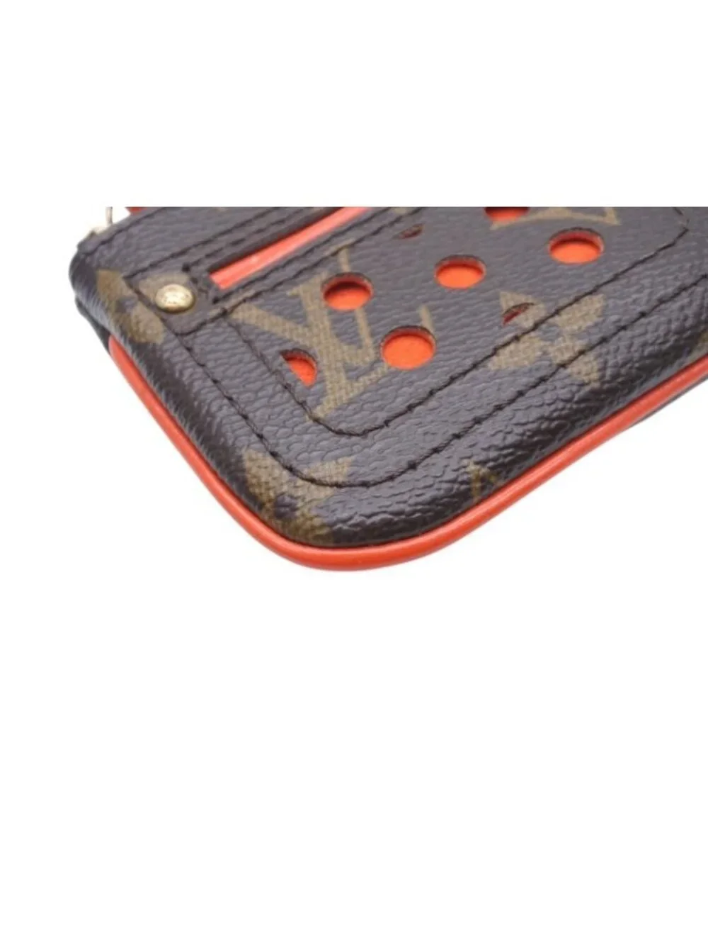 Louis Vuitton Pochette Cles Coin Purse Monogram Perfo Leather Orange